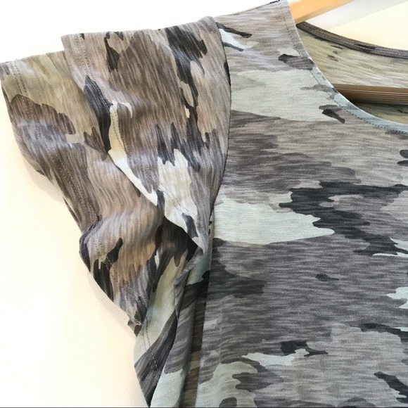 NEW Isabel Maternity Gray Camo Flutter Short Sleeve Midi Dress XS - Picture 3 of 8